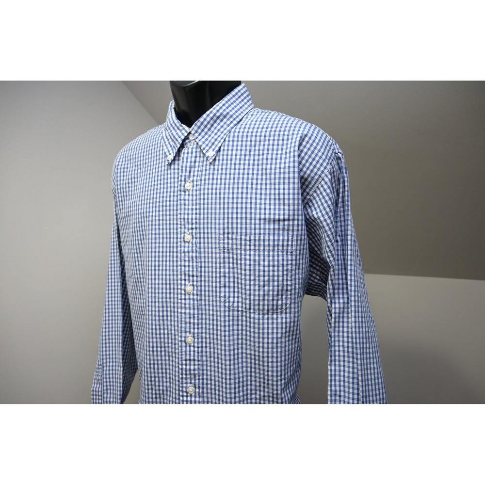 Brooks Brothers Button Down Shirt Men 2XL 18.5-36 Blue Plaid Supima Excellent